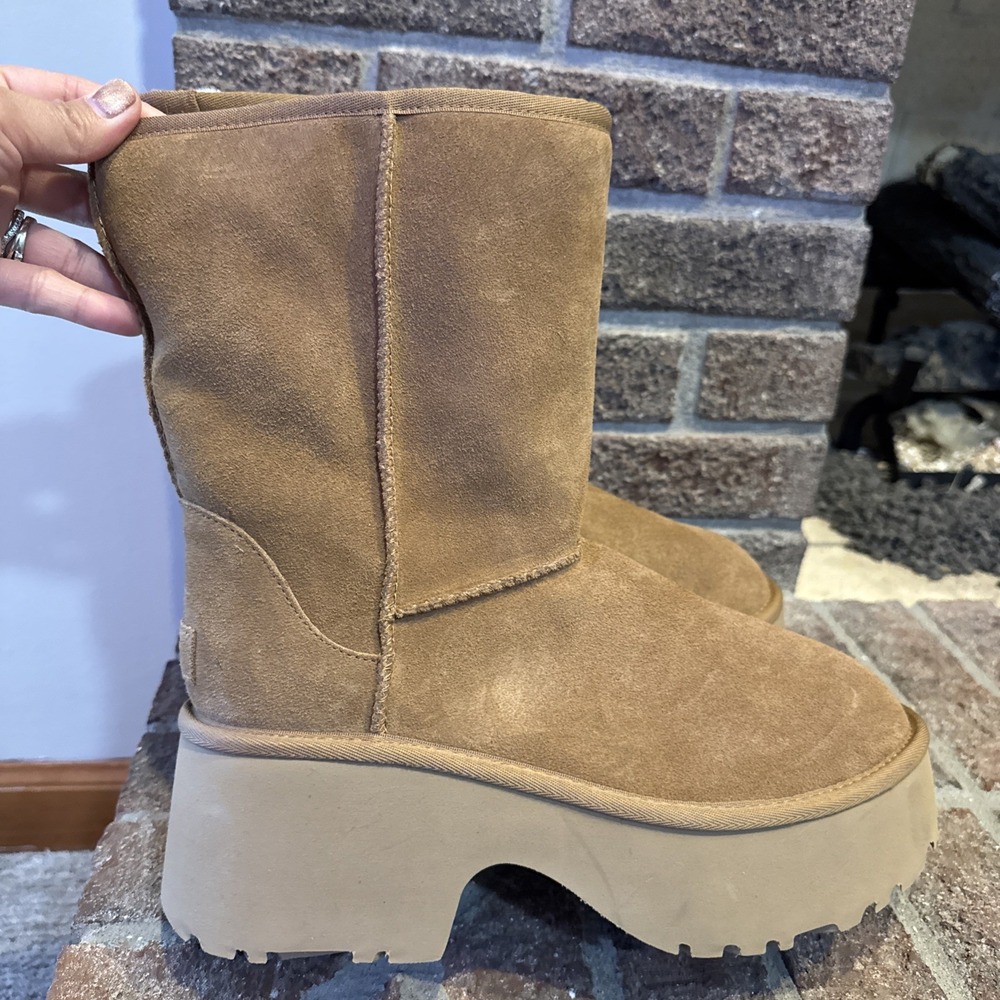 UGG Classic Short New Heights Chestnut Platform Boots Women's Sz 10 #616 - Picture 2 of 16